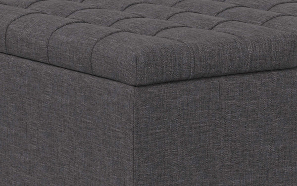 Simpli Home Small Square Coffee Table Storage Ottoman In Linen