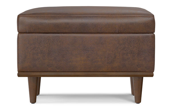 Simpli Home Small Storage Ottoman In Distressed Vegan Leather