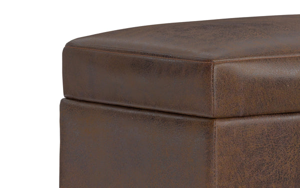 Simpli Home Small Storage Ottoman In Distressed Vegan Leather