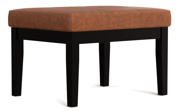 Simpli Home Small Tufted Ottoman Bench In Distressed Vegan Leather