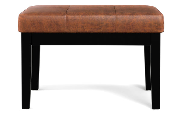 Simpli Home Small Tufted Ottoman Bench In Distressed Vegan Leather