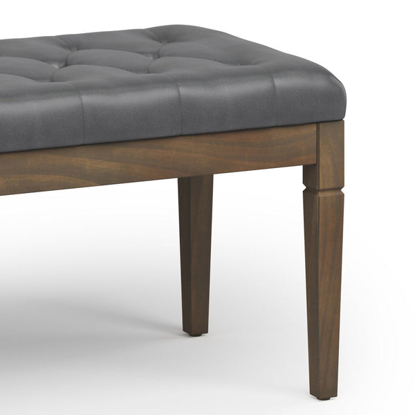 Simpli Home Small Tufted Ottoman Bench In Vegan Leather