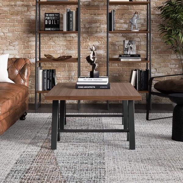 Simpli Home Solid Walnut Veneer And Metal Coffee Table