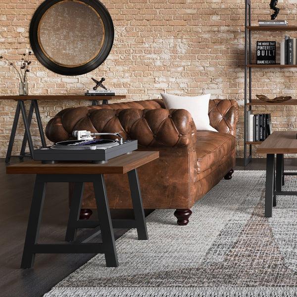 Simpli Home Solid Walnut Veneer And Metal End Table