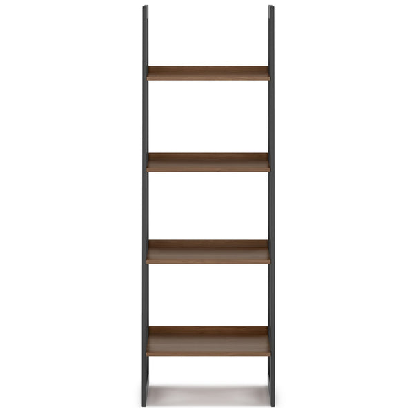 Simpli Home Solid Walnut Veneer And Metal Ladder Shelf