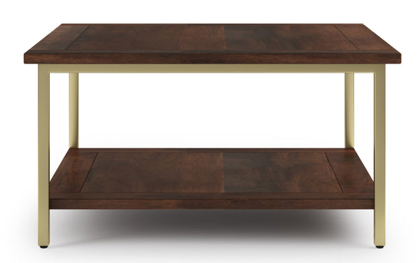 Simpli Home Square Coffee Table In Dark Brown And Gold