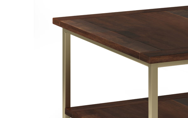 Simpli Home Square Coffee Table In Dark Brown And Gold
