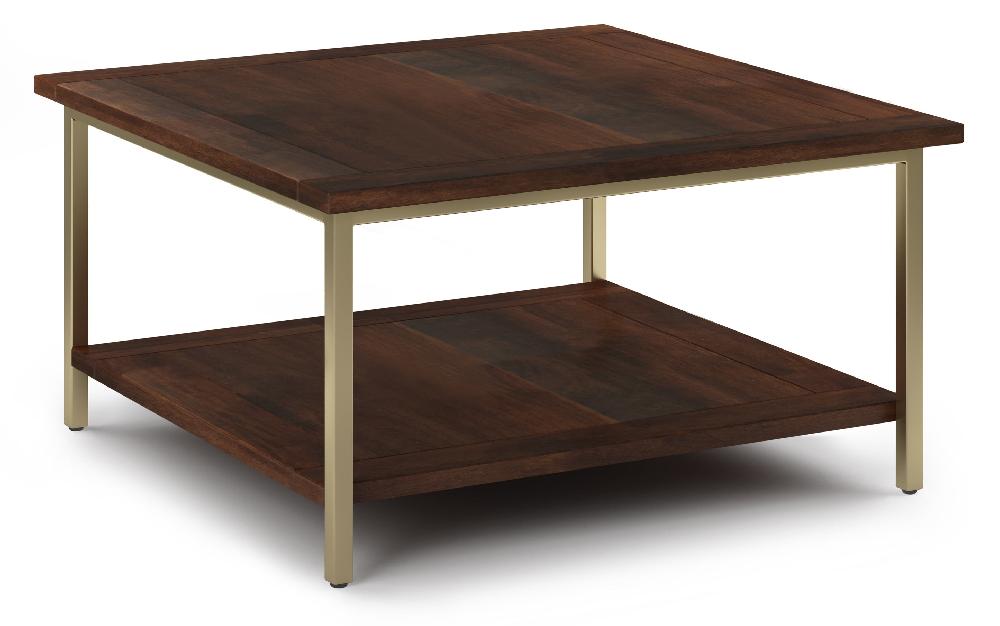 simpli home Square Coffee Table in Dark Brown and Gold