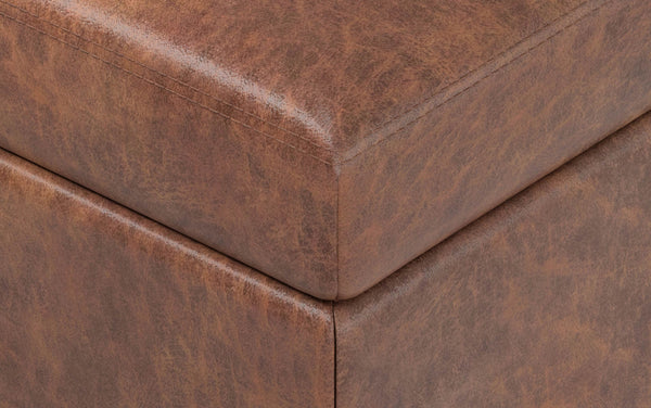 Simpli Home Storage Ottoman Bench With Tray In Distressed Vegan Leather