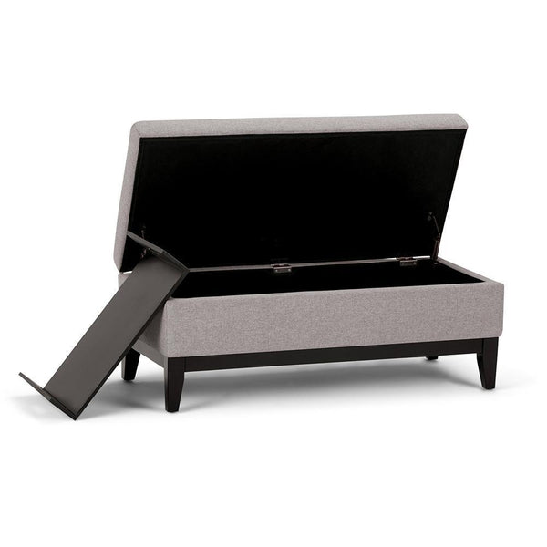 Simpli Home Storage Ottoman Bench With Tray In Linen