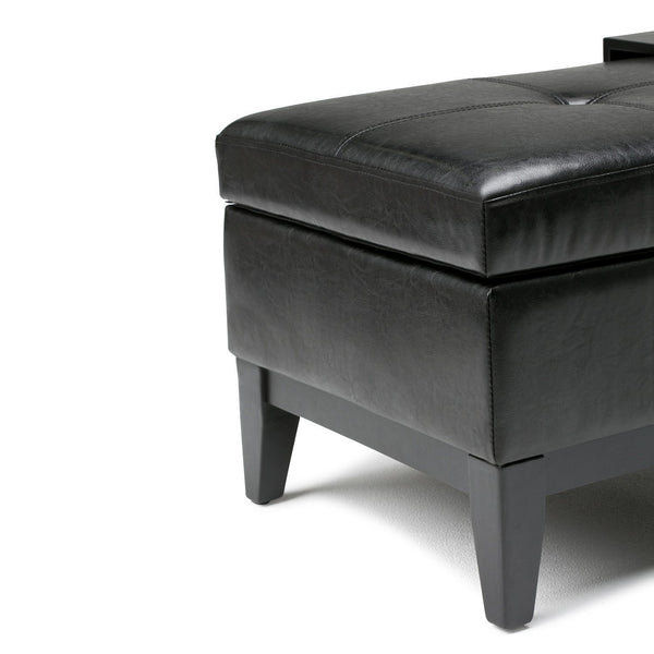 Simpli Home Storage Ottoman Bench With Tray In Vegan Leather