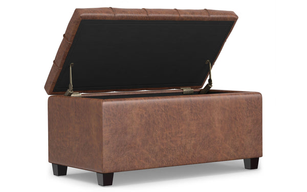 Simpli Home Storage Ottoman In Distressed Vegan Leather