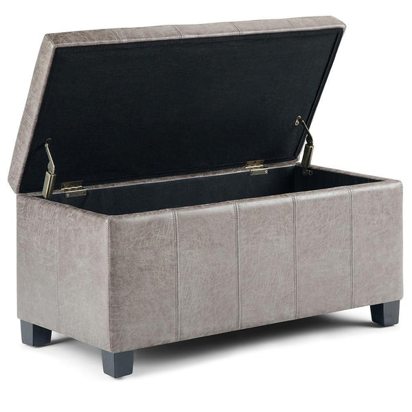 Simpli Home Storage Ottoman In Distressed Vegan Leather