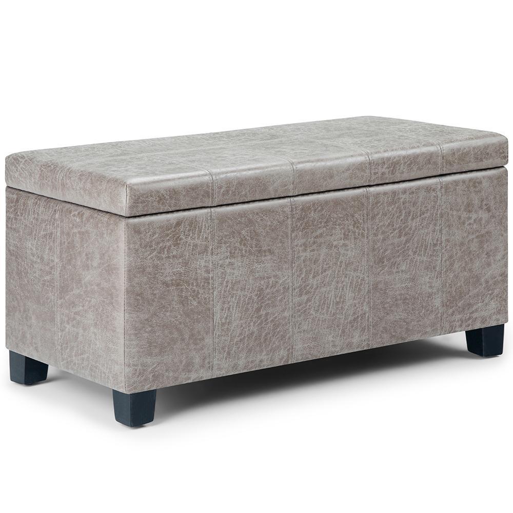 simpli home Storage Ottoman in Distressed Vegan Leather