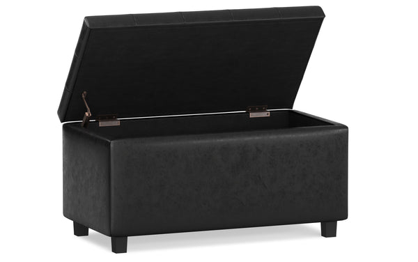Simpli Home Storage Ottoman In Distressed Vegan Leather