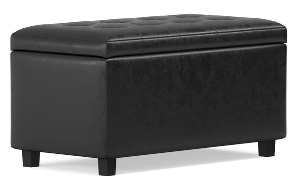 Simpli Home Storage Ottoman In Distressed Vegan Leather