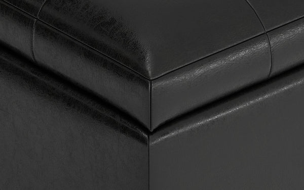 Simpli Home Storage Ottoman In Distressed Vegan Leather