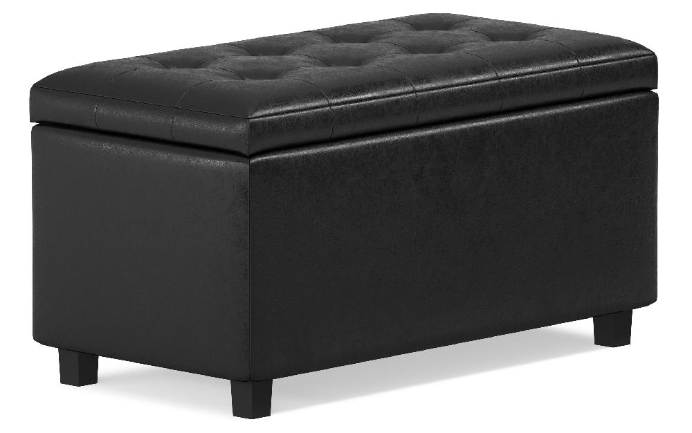 simpli home Storage Ottoman in Distressed Vegan Leather