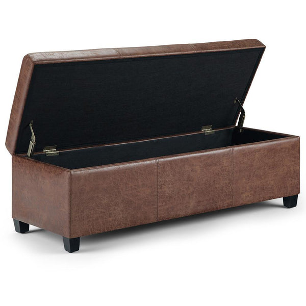 Simpli Home Storage Ottoman In Distressed Vegan Leather