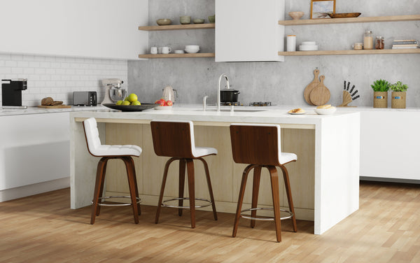 Simpli Home Swivel Counter Height Stool In Vegan Leather