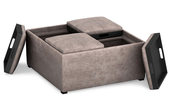 Simpli Home Table Ottoman In Distressed Vegan Leather