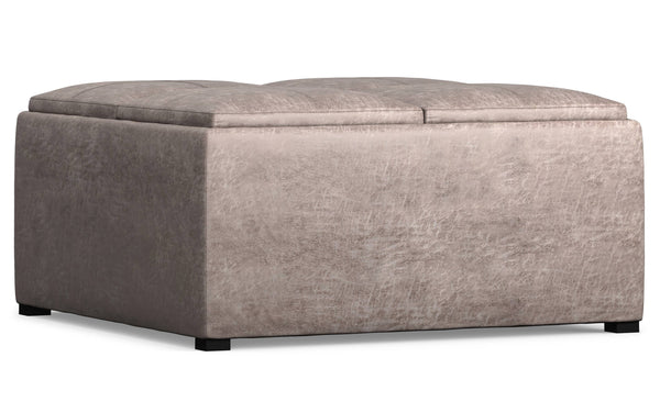 Simpli Home Table Ottoman In Distressed Vegan Leather