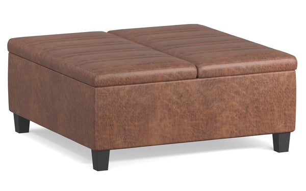 Simpli Home Table Ottoman In Distressed Vegan Leather