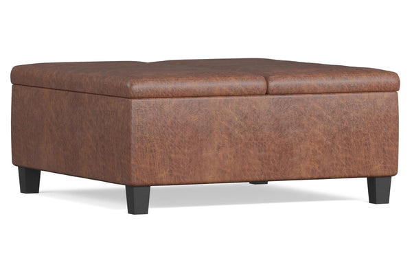 Simpli Home Table Ottoman In Distressed Vegan Leather