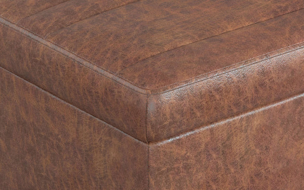 Simpli Home Table Ottoman In Distressed Vegan Leather