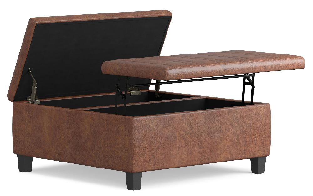 simpli home Table Ottoman in Distressed Vegan Leather