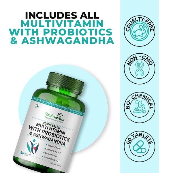 Simply Herbal Multivitamin With Probiotics & Ashwagandha - 60 Tablets
