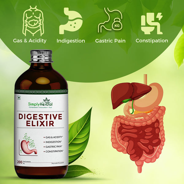 Simply Herbal Simply Herbal Ayurvedic Digestive Elixir Syrup Tonic Enriched With 37 Digestion Enzymes - 200ml