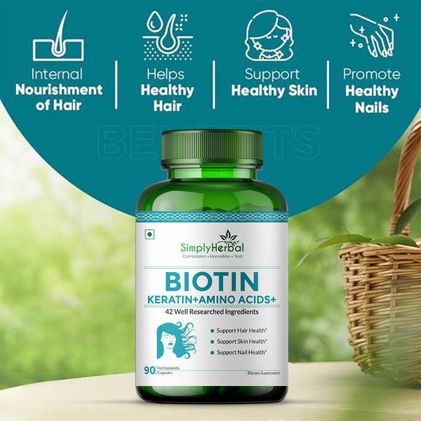 simply Herbal Simply Herbal Biotin With Keratin + Amino Acid + Natural Extract & Multivitamin - 90 Capsules