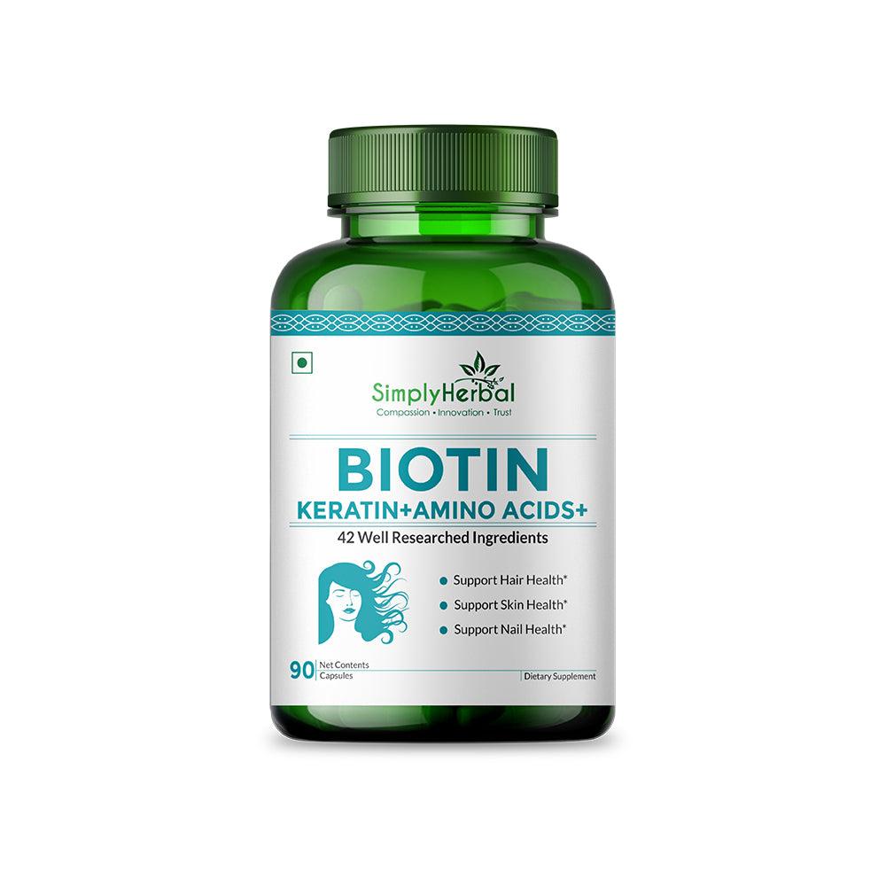 simply herbal Simply Herbal Biotin With Keratin + Amino Acid + Natural Extract & Multivitamin - 90 Capsules
