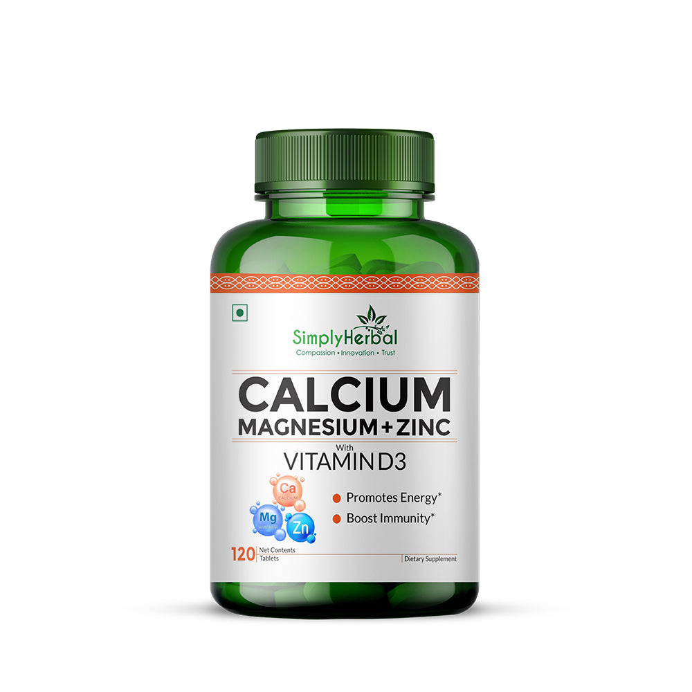 simply herbal Simply Herbal Calcium Magnesium Zinc with Vitamin D3 & B12 – Bone & Immune Support – 120 Tablets