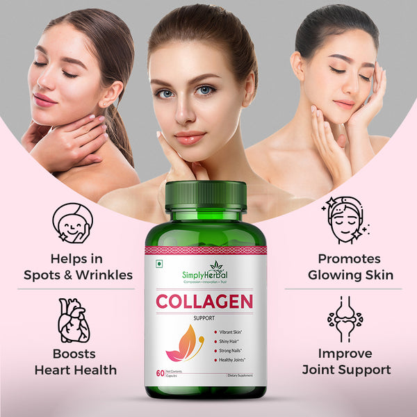 Simply Herbal Simply Herbal Collagen Support With Vitamin C & White Kidney Beans 1000mg -60 Capsules