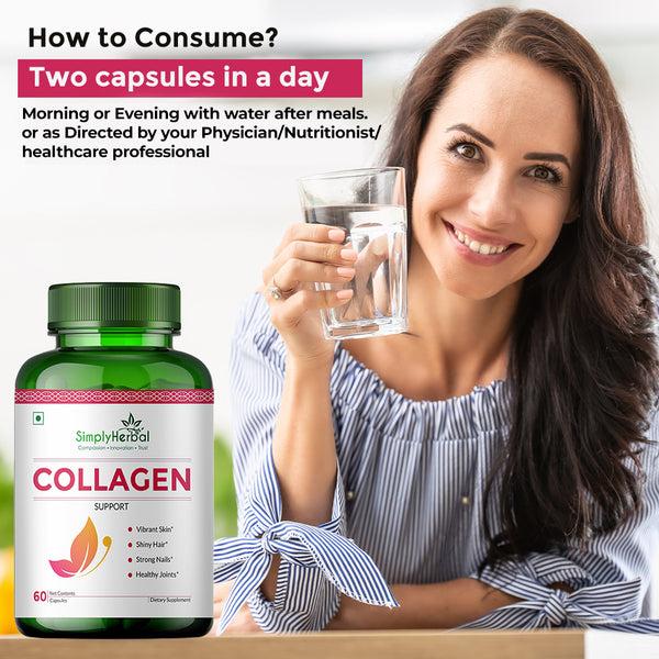 Simply Herbal Simply Herbal Collagen Support With Vitamin C & White Kidney Beans 1000mg -60 Capsules