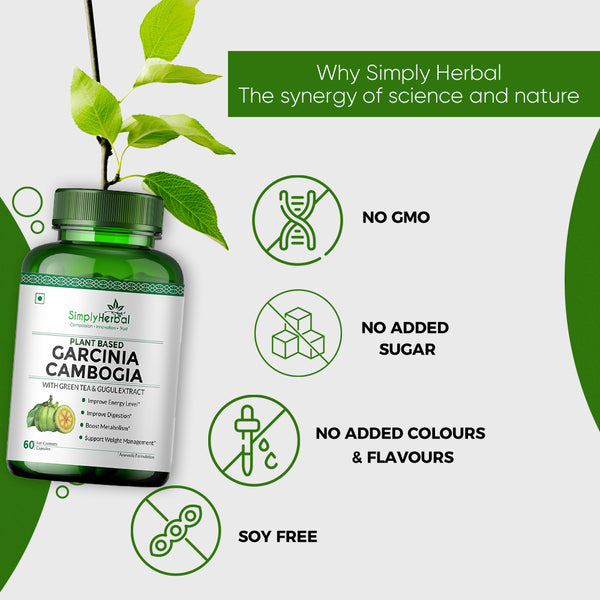 Simply Herbal Simply Herbal Garcinia Cambogia With Green Coffee Green Tea & Guggul Extract 800mg -60 Capsules