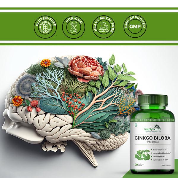 Simply Herbal Simply Herbal Ginkgo Biloba With Brahmi 500mg - 90 Capsules