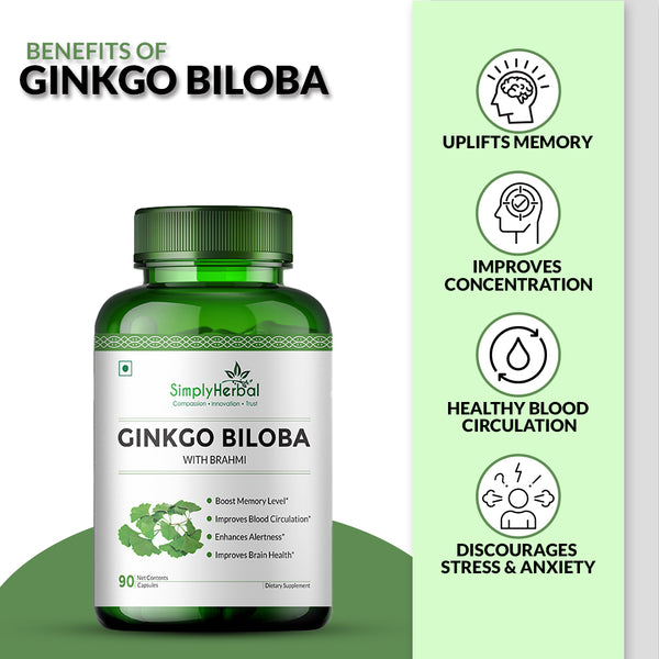 Simply Herbal Simply Herbal Ginkgo Biloba With Brahmi 500mg - 90 Capsules