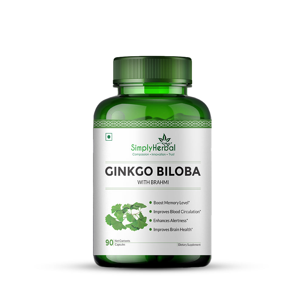 simply herbal Simply Herbal Ginkgo Biloba With Brahmi 500mg - 90 Capsules