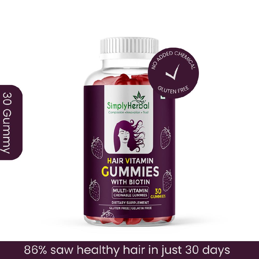 simply herbal Simply Herbal Hair Vitamin Gummies with Biotin Keratin & Vitamin A C D E B5 B6 B12 -30 Gummies