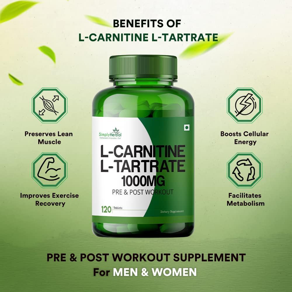 simply herbal Simply Herbal L-Carnitine L-Tartrate 1000mg-120 Tablets