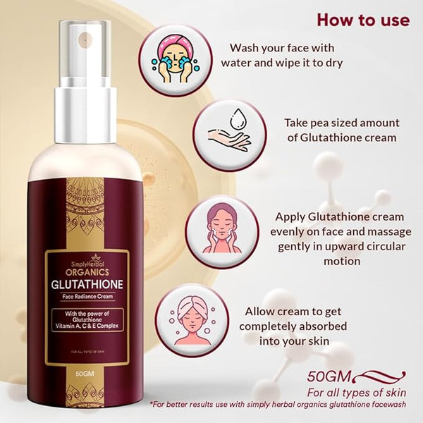 Simply Herbal Simply Herbal L-Glutathione Skin Brightening Whitening Cream With Vitamin A C & E Complex -50gm