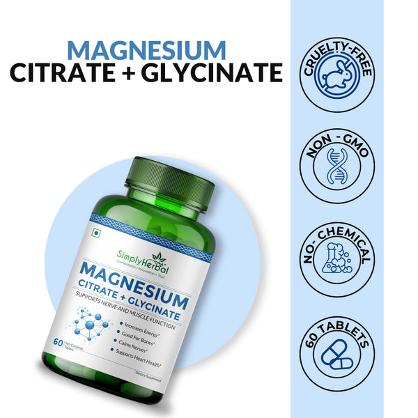Simply Herbal Simply Herbal Magnesium Citrate + Glycinate - 90 Tablets