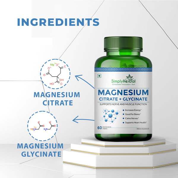Simply Herbal Simply Herbal Magnesium Citrate + Glycinate - 90 Tablets
