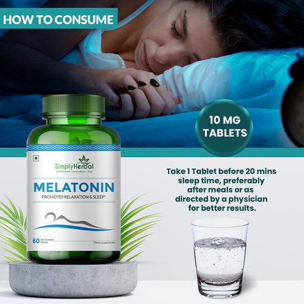 Simply Herbal Simply Herbal Melatonin 10mg Sleeping Aid Healthy Sleep Cycle-60 Tablets