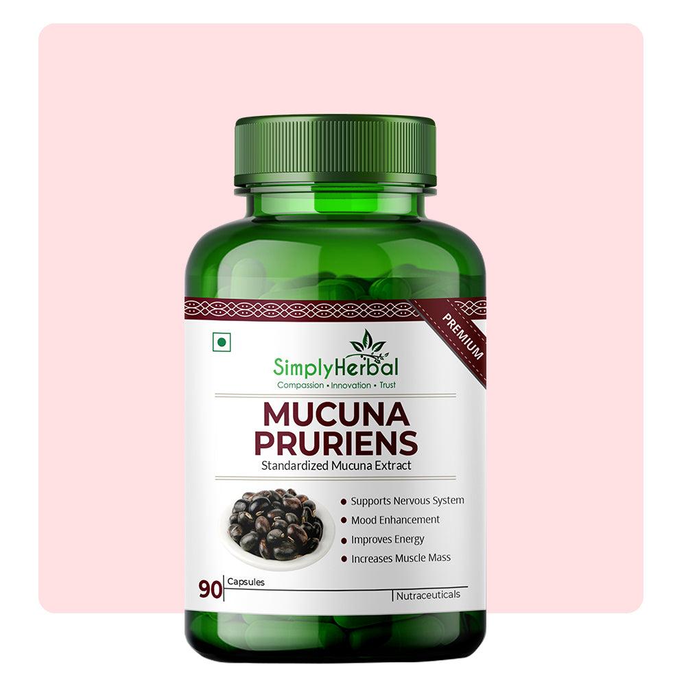 simply herbal Simply Herbal Mucuna Pruriens (Kaunch Beej) Extract Nervous & Immune System 500mg -90 Capsules