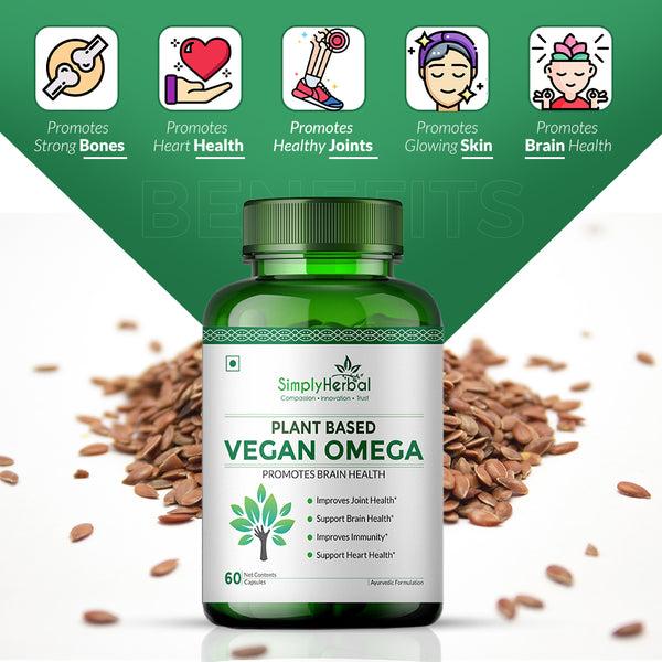 Simply Herbal Simply Herbal Omega 3-6-9 – Vegan Flaxseed & DHA For Heart Brain & Joint Health – 60 Capsules