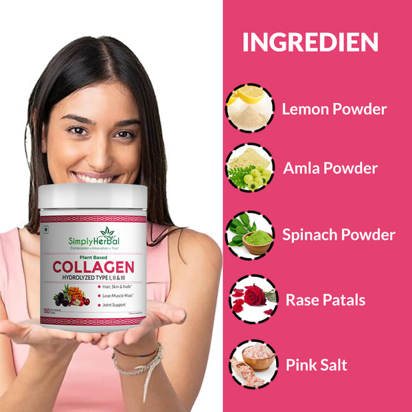 Simply Herbal Simply Herbal Plant-Based Collagen Powder Peptide Builder With Vitamin C Silica & Biotin –150gm